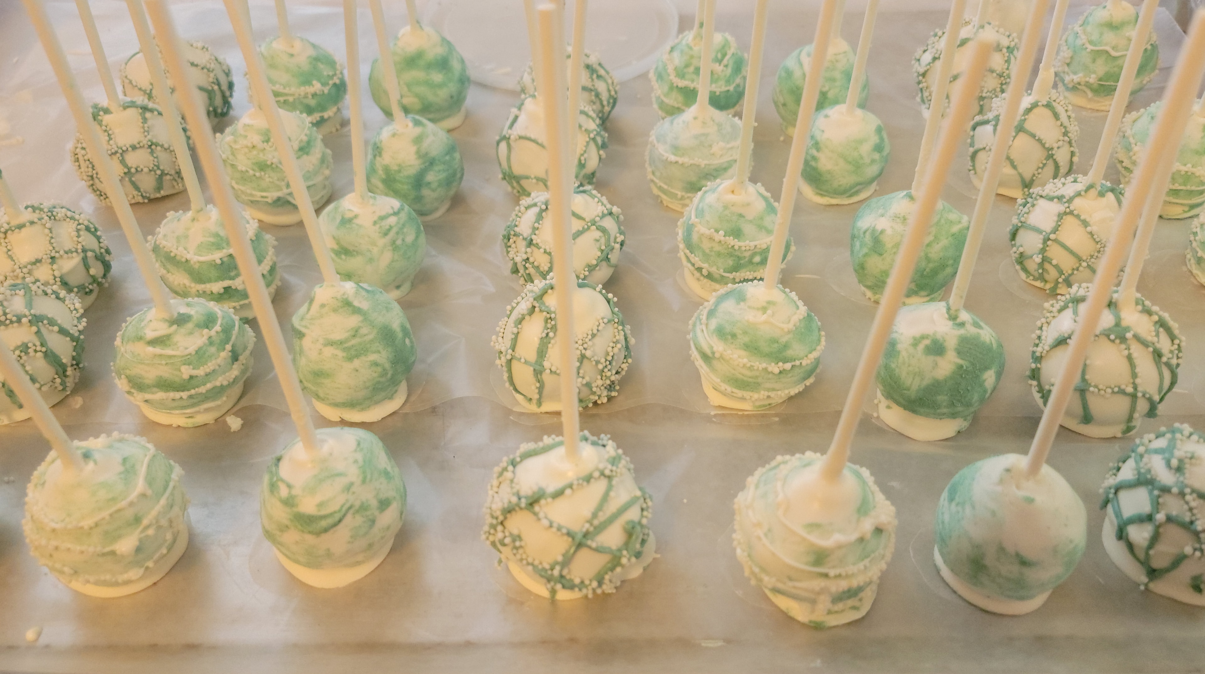 Cake pops arranged on a display stand